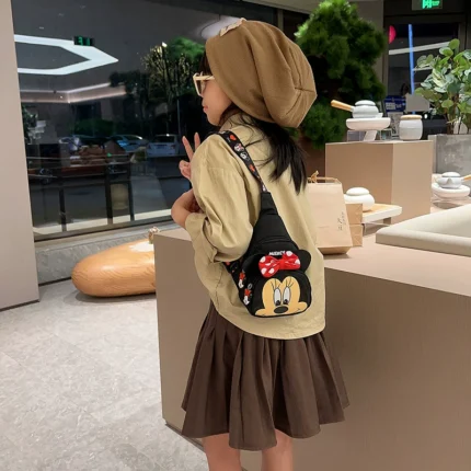 Mickey & Minnie Sling Chest Bag Cartoon Anime Crossbody Bag Fashionable Casual Shoulder Bag For Kids