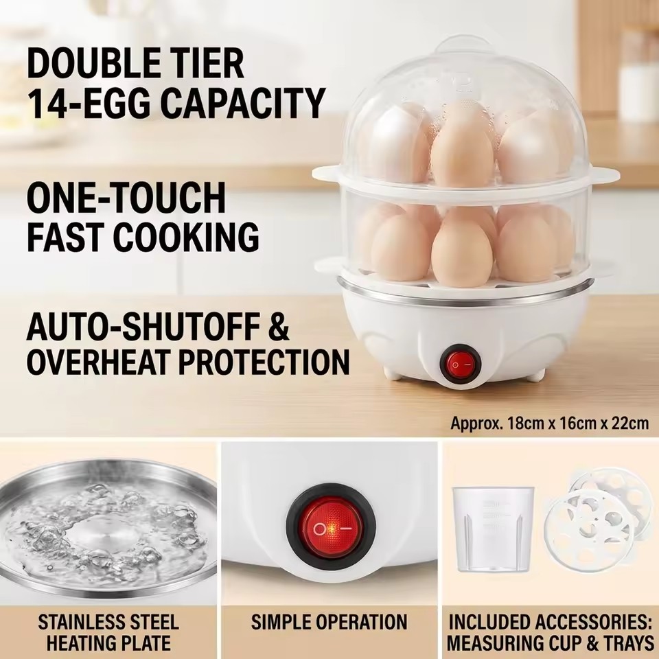 Egg Boiler Automatic Power-Off Electric Egg Cooker Multifunction Single Egg Steamer Kitchen Steamed Breakfast Cooking Appliances