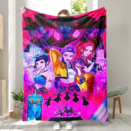HUNTRIX KPOP Demon Hunters Anime Flannel Blanket