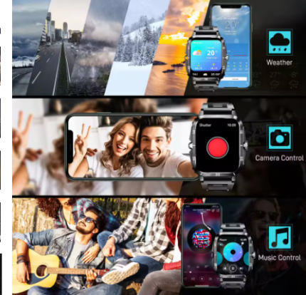Smart Watch 3ATM Waterproof 1.96" IPS Screen Military
