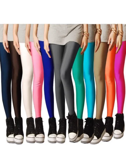 New Spring Solid Candy Neon Leggings for Women High Stretched
