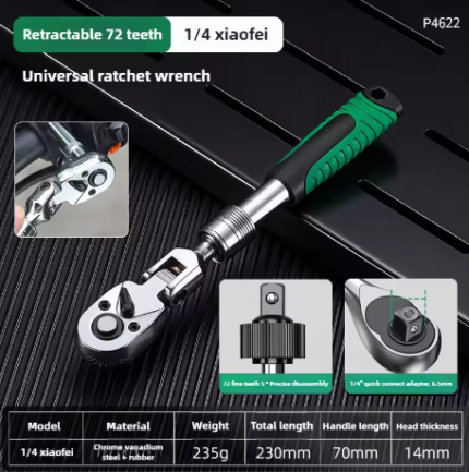 Carbon Steel Wrench Retractable Ratchet