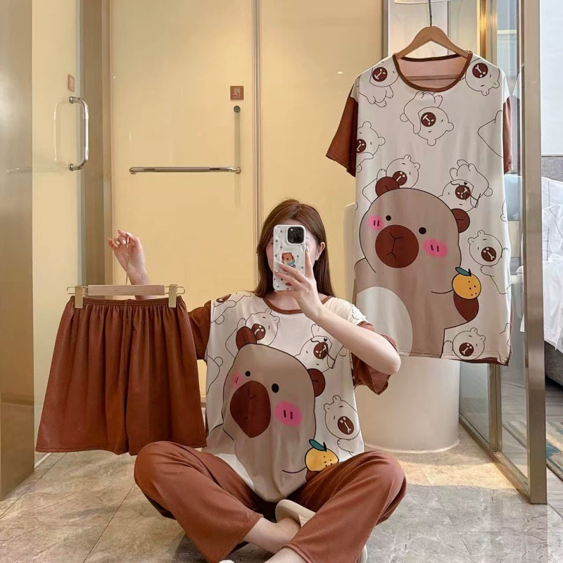 Women's New Four-Piece Pajama Home Outfit – Sweet Cartoon Casual Fashionable & Comfortable Pajama Set
