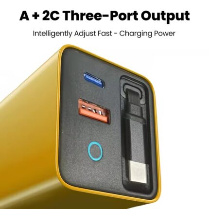 80W USB Type-C GaN Fast Charger – Retractable Telescopic Cable with PD Super Fast Charging