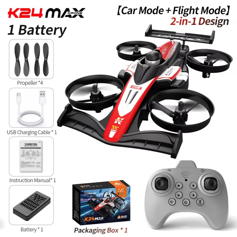 Mini Car & Drone Combo – 2-in-1 Dual-Mode Remote Control Flying Car with One-Button Takeoff, Stable Hover & 360° Flips