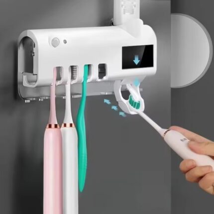 USB Rechargeable Automatic Toothpaste Dispenser – Wall-Mounted Touchless Toothpaste Dispenser with Smart Toothbrush Holder