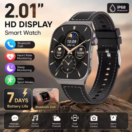 2.01 Curved Screen Smart Watch – Bluetooth 5.3 HD Call, 100+ Sports Modes
