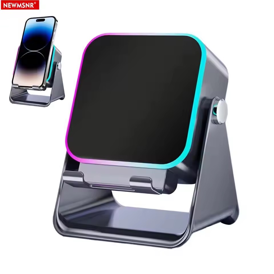 5-in-1 Wireless Bluetooth Speaker & Phone Holder – Auto-Induction Charging Stand with RGB Lights