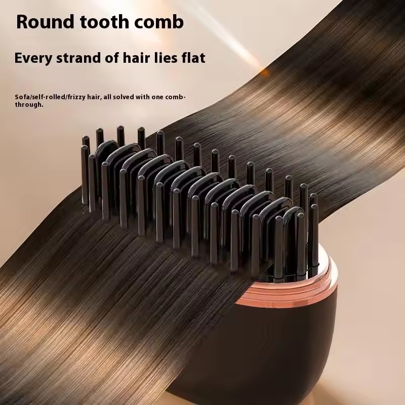 Electric Heating Hair Straightener Brush – Portable Mini Hot Comb with 3 Temperature Settings