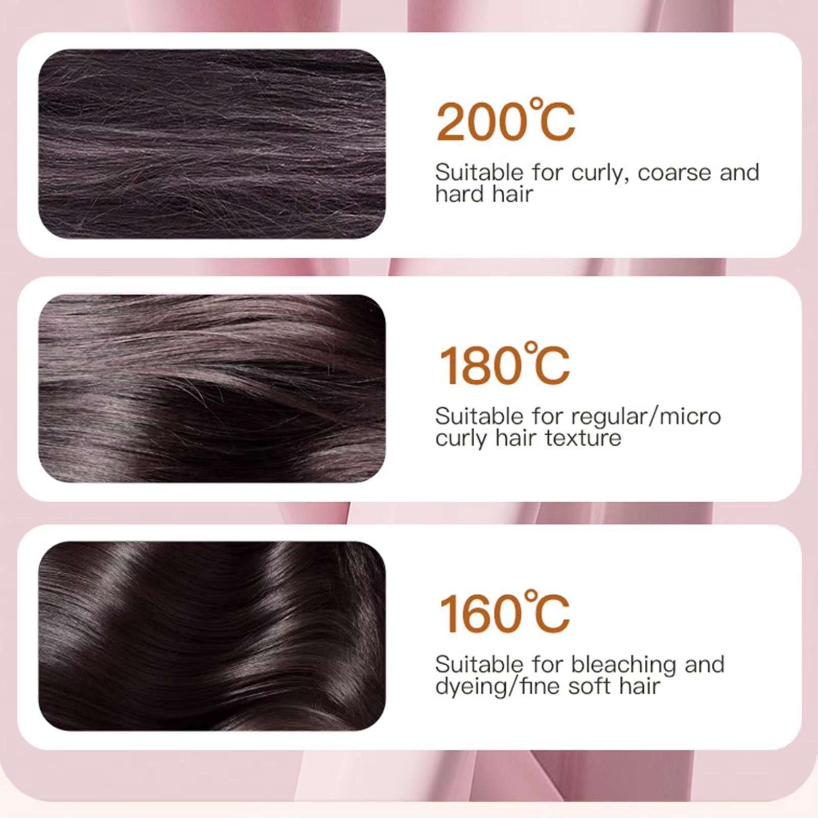 Electric Heating Hair Straightener Brush – Portable Mini Hot Comb with 3 Temperature Settings