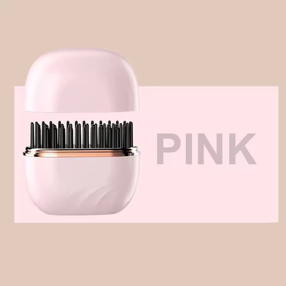 Electric Heating Hair Straightener Brush – Portable Mini Hot Comb with 3 Temperature Settings