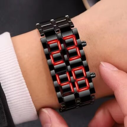 Fashion Red LED Display Digital Electronic Wristwatch