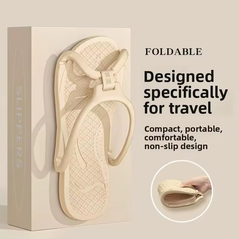 Foldable Travel Slippers Unisex – EVA Flip Flops with Non-Slip Sole for Hotel, Bathroom & Outdoor Use