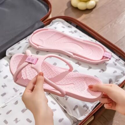 Foldable Travel Slippers Unisex – EVA Flip Flops with Non-Slip Sole for Hotel, Bathroom & Outdoor Use