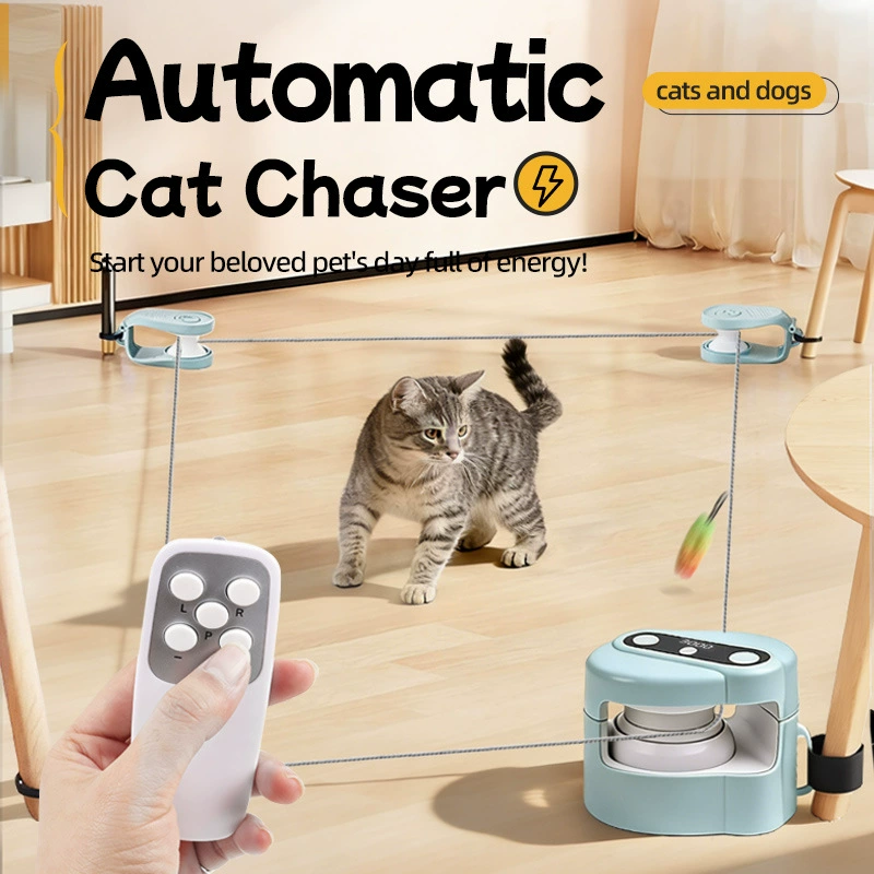 Interactive Automatic Cat Toy – Rechargeable Cat Chaser with Remote Control & Adjustable Speed