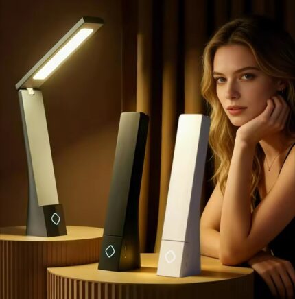 LED Folding Desk Lamp – Rechargeable & Plug-In Table Light with 3-Color Dimming