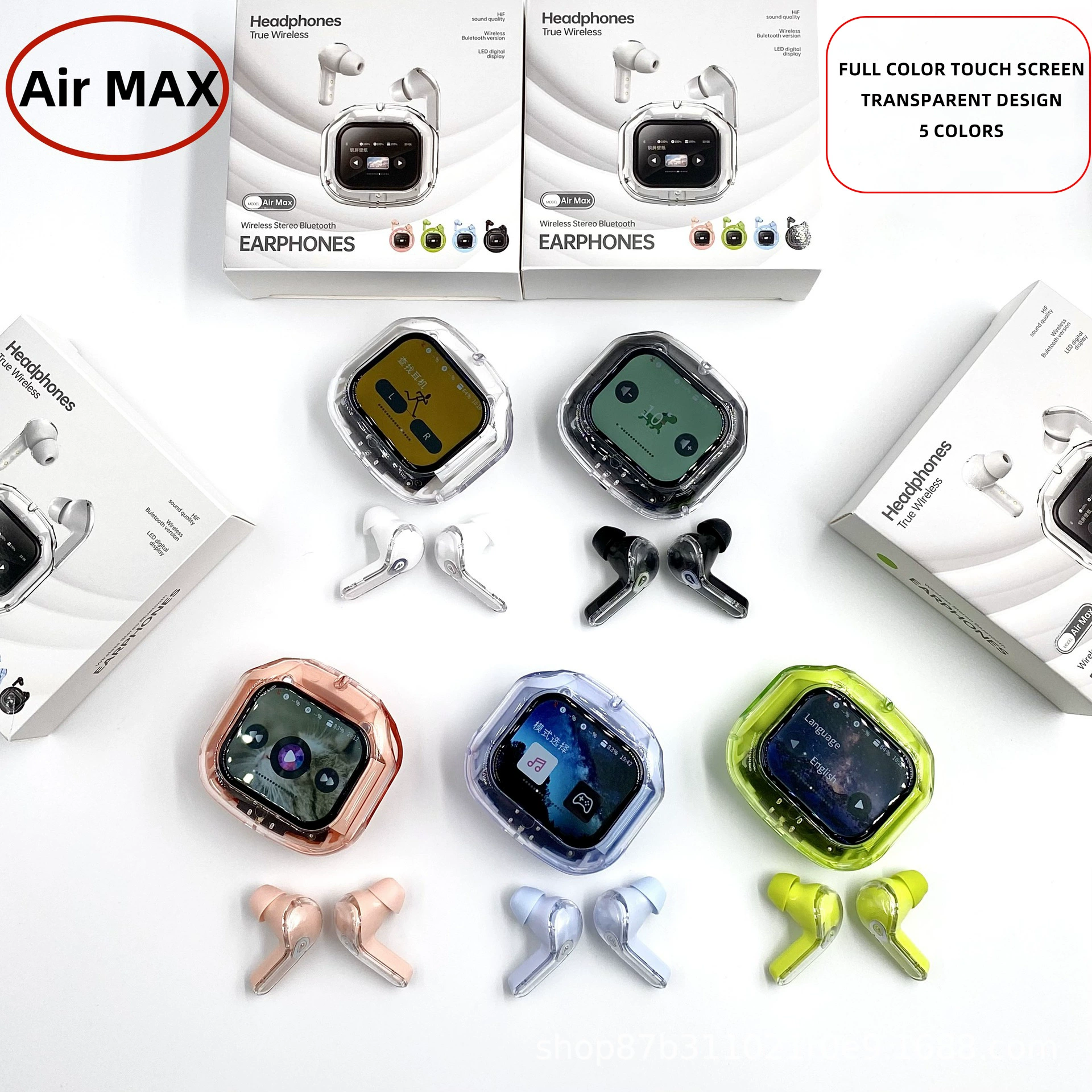 Air31 Wireless Bluetooth 5.4 TWS Earbuds with Touchscreen Charging Case