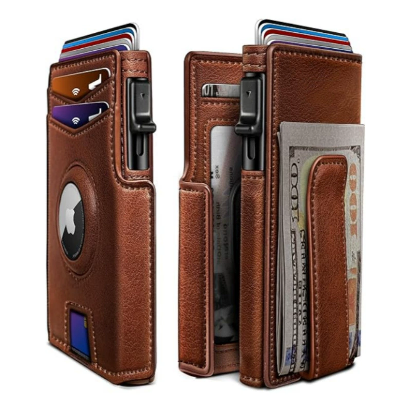 RFID Pop-Up Card Wallet – AirTag Slot & Magnetic Closure