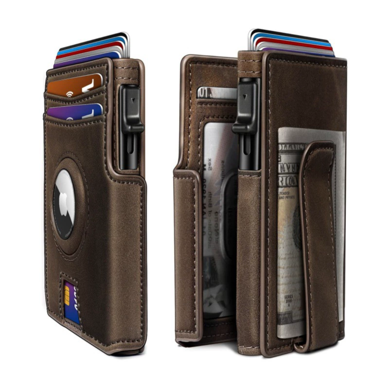 RFID Pop-Up Card Wallet – AirTag Slot & Magnetic Closure