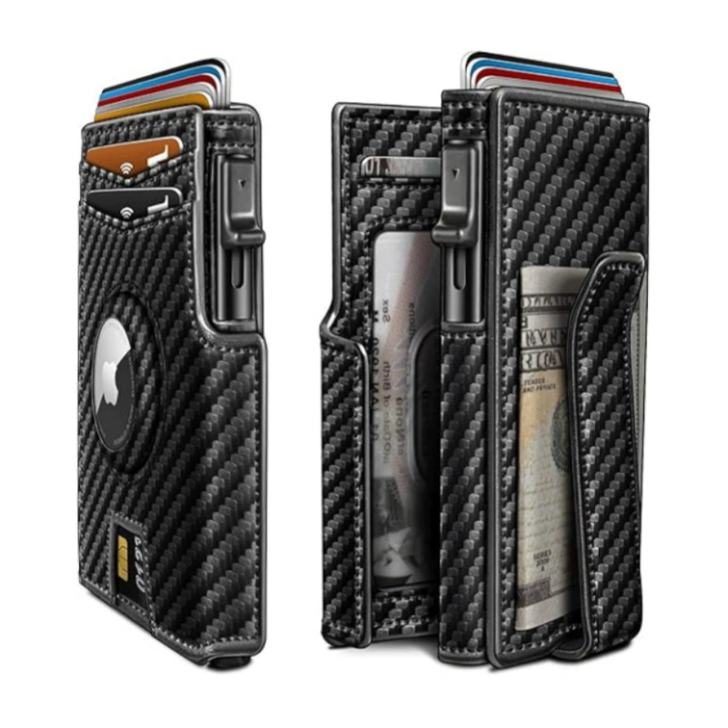 RFID Pop-Up Card Wallet – AirTag Slot & Magnetic Closure