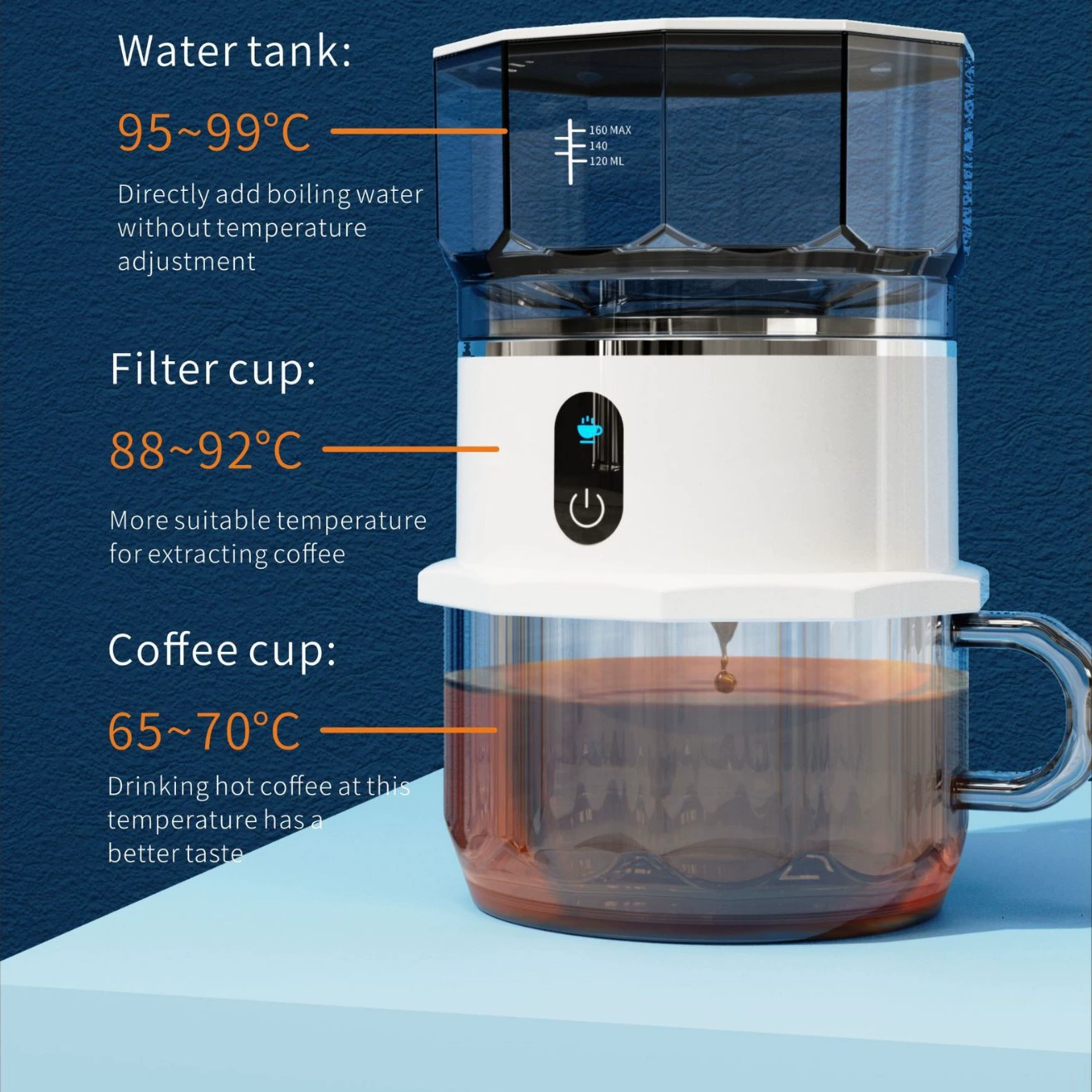 Cordless Coffee Maker Automatic Filter Paper Free Drip Coffee Machine For Kitchen Office