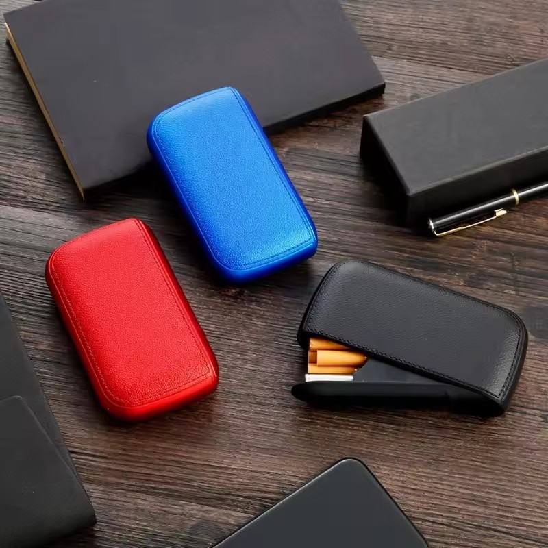 USB Rechargeable Cigarette Case with Electric Lighter – Imitation Leather