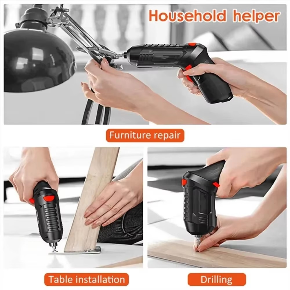 Portable Electric Screwdriver Cordless 2 in 1 Rotated 90 Degrees Rechargeable Screwdriver with LED