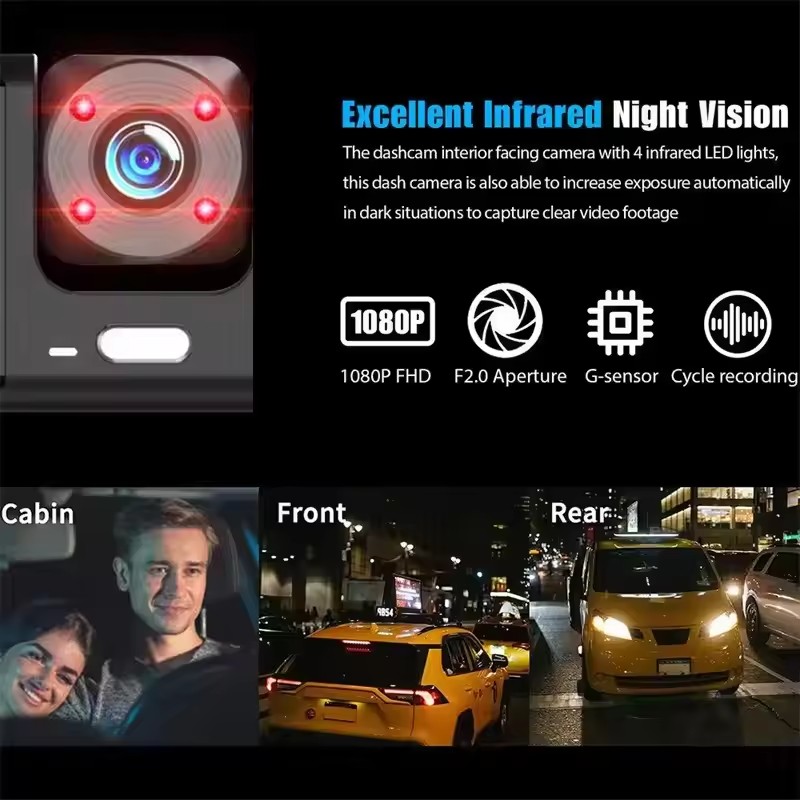 1080P Car DVR Dash Camera with 720P Rear Camera – 140° Wide Angle