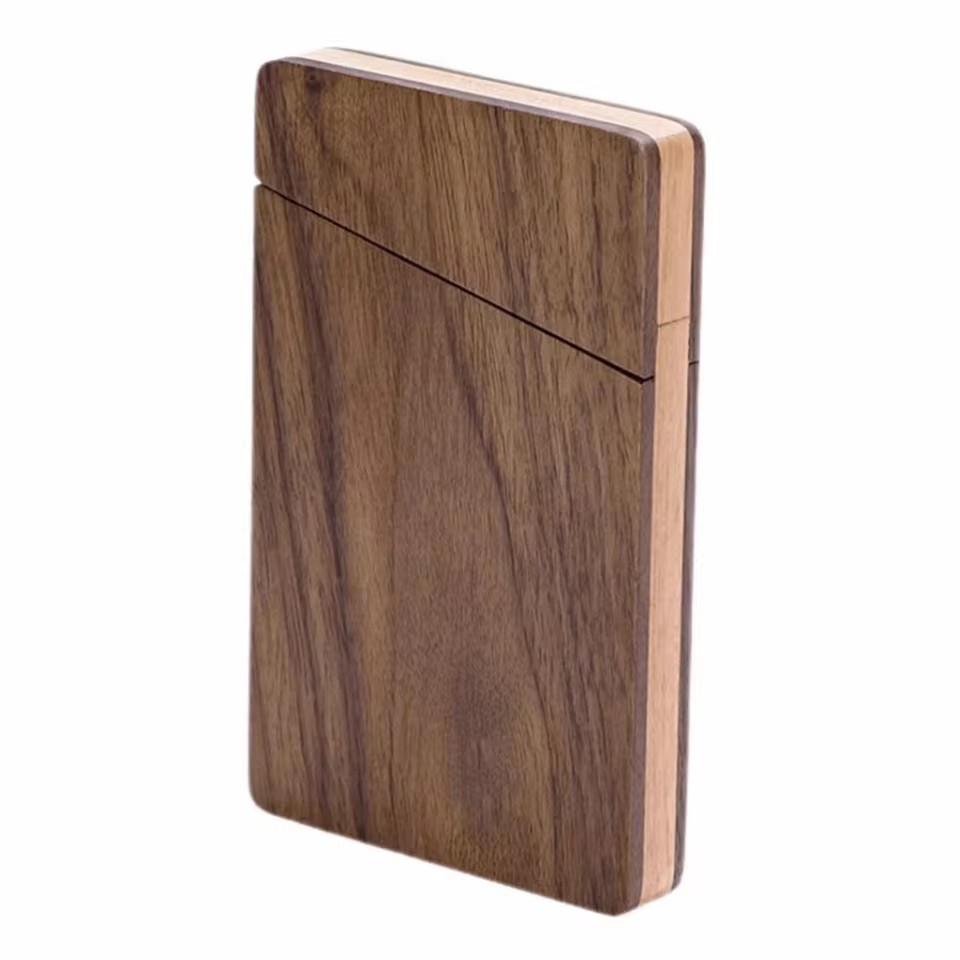 Walnut Wood Business Card Holder – Magnetic Slim Case