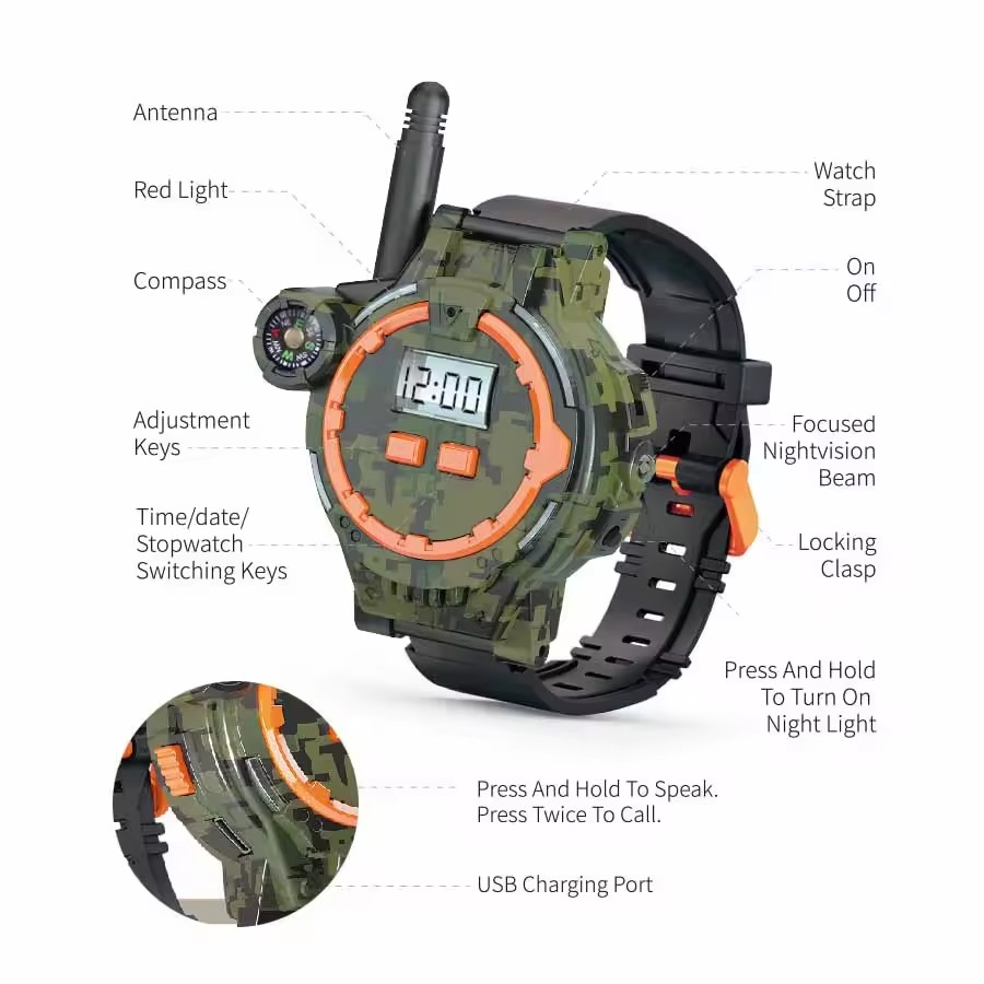 Kids Military Camouflage Walkie-Talkie Watch