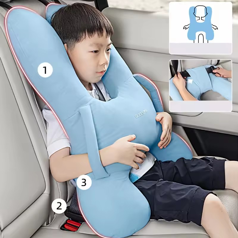 "Children Sleep Headrest Pillow Nap Shoulder Belt Cushion Neck Cover Set Travel Accessories For Car Train Airplane Pillows "