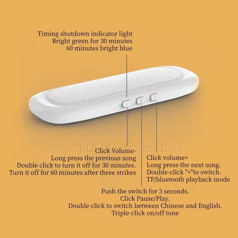 Mini Bone Conduction Bluetooth Speaker Sleep Aid Wireless SoundBar Under Pillow Stereo Music Player TF Card Play Timed Shutdown