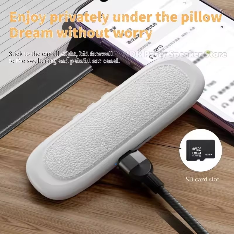 Mini Bone Conduction Bluetooth Speaker Sleep Aid Wireless SoundBar Under Pillow Stereo Music Player TF Card Play Timed Shutdown