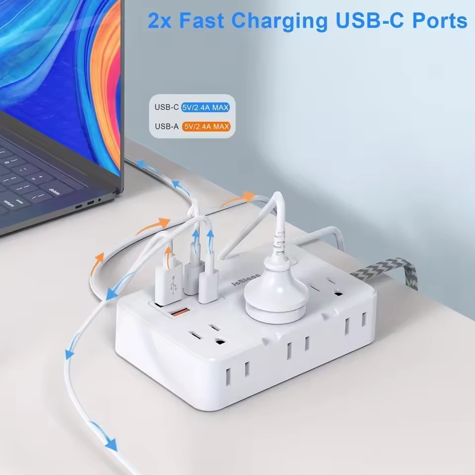 10-in-1 Power Strip – USB-C Charging & Surge Protection