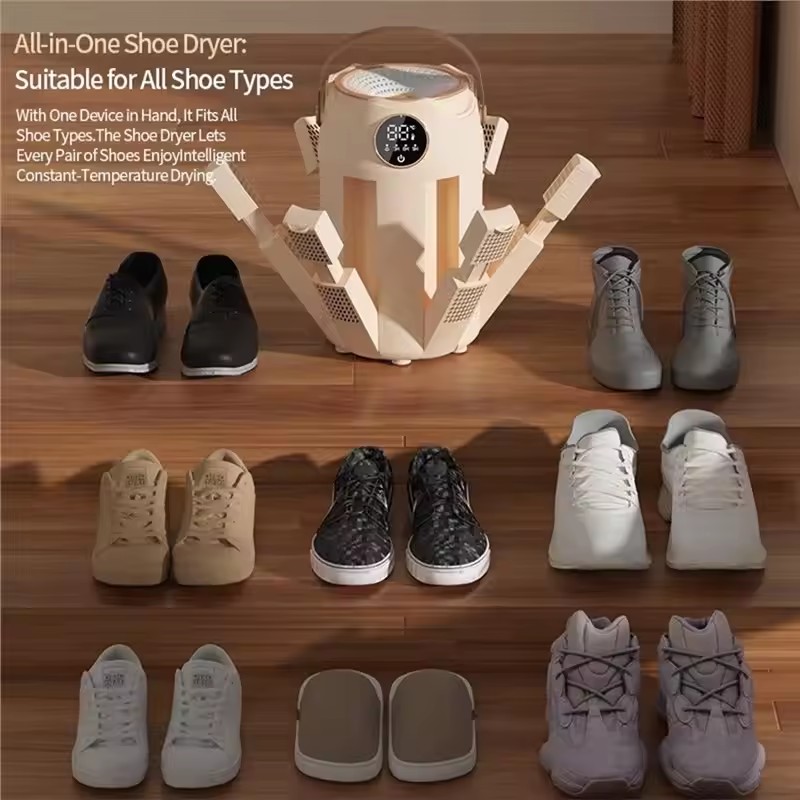 A98I-Portable Compact Electric Shoe Dryer Foldable Design Fast Drying Function With Timer Adjustable Temperature