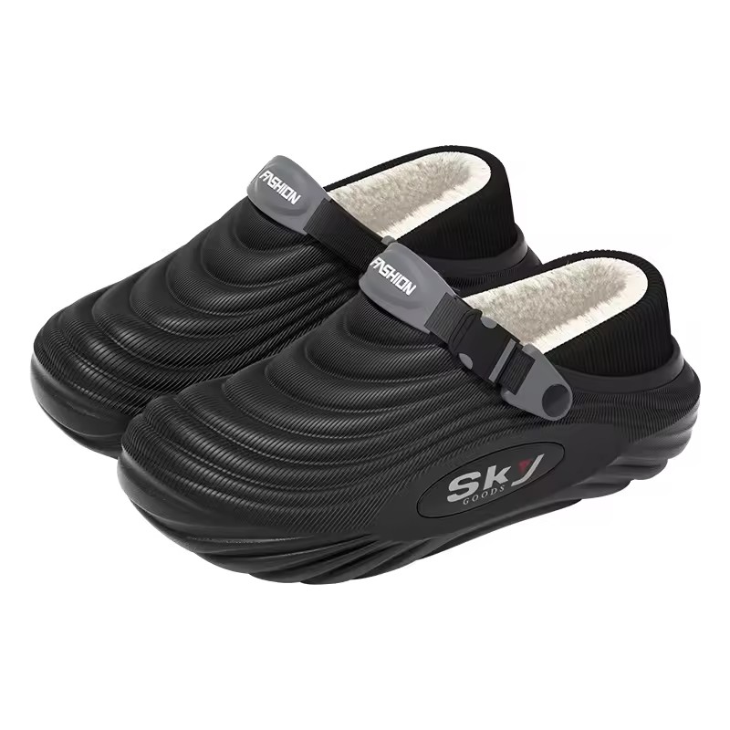 "Men's Winter Warm Waterproof EVA Slippers Thick Sole 4CM Anti Slip Fur Lined Indoor Outdoor Shoes For Comfort "