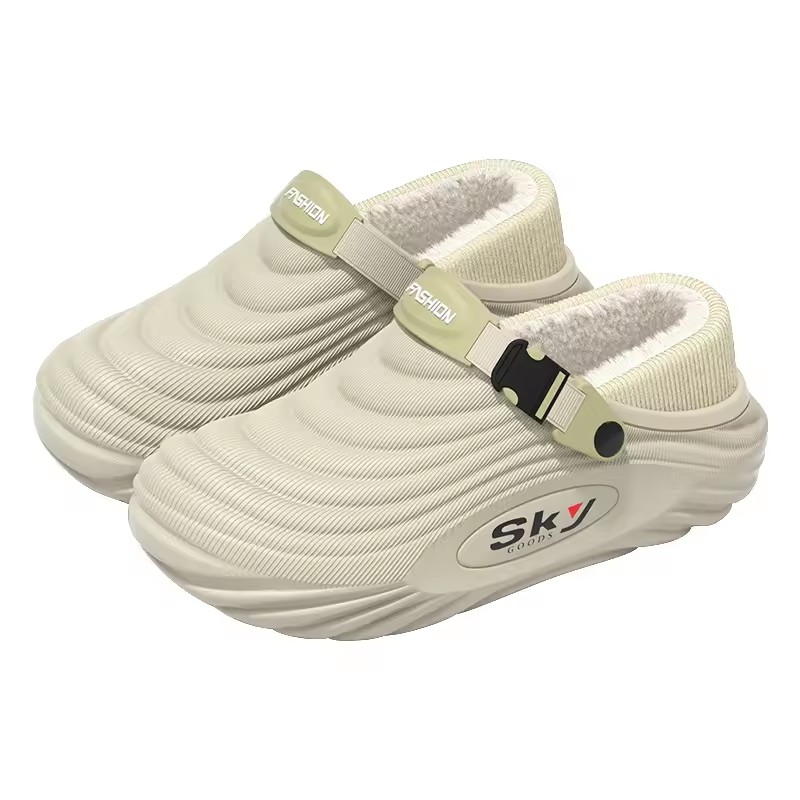 "Men's Winter Warm Waterproof EVA Slippers Thick Sole 4CM Anti Slip Fur Lined Indoor Outdoor Shoes For Comfort "