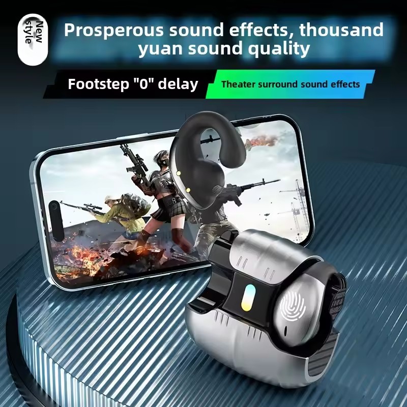 Type-C Bone Conduction Open Ear Clip Wireless Bluetooth5.3 Headphones LED Breathing Light Noise Canceling Earbuds for Music