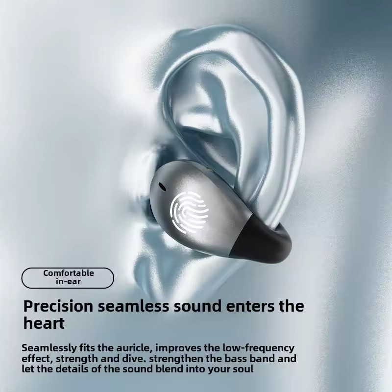 Type-C Bone Conduction Open Ear Clip Wireless Bluetooth5.3 Headphones LED Breathing Light Noise Canceling Earbuds for Music