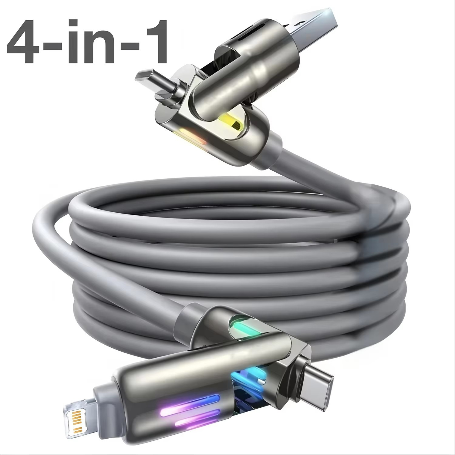 4-in-1 240W Fast Charging Cable – USB-C & Lightning
