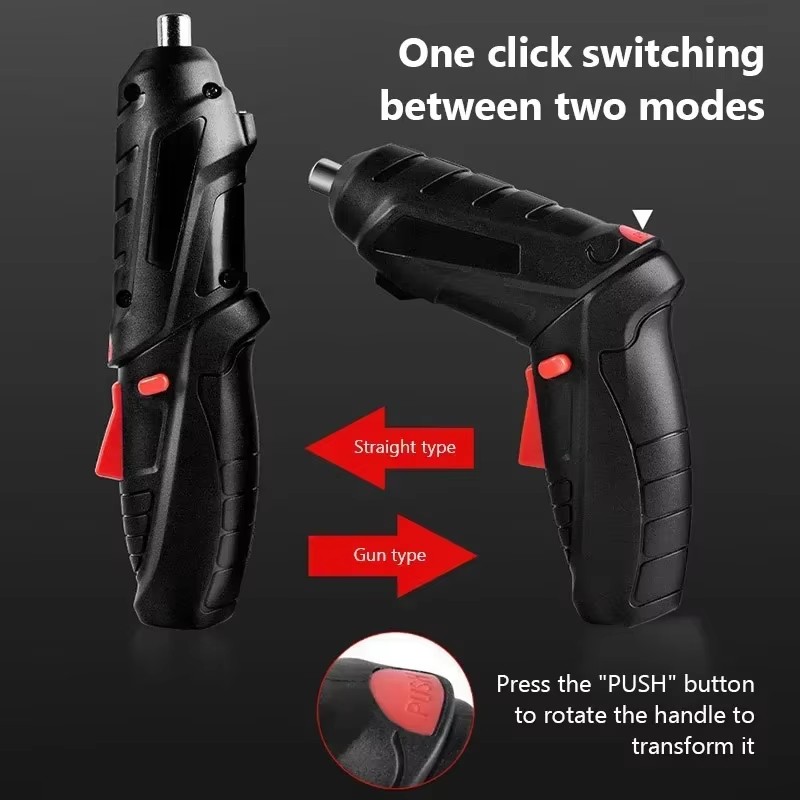 Portable Electric Screwdriver Cordless 2 in 1 Rotated 90 Degrees Rechargeable Screwdriver with LED