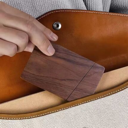 Walnut Wood Business Card Holder – Magnetic Slim Case