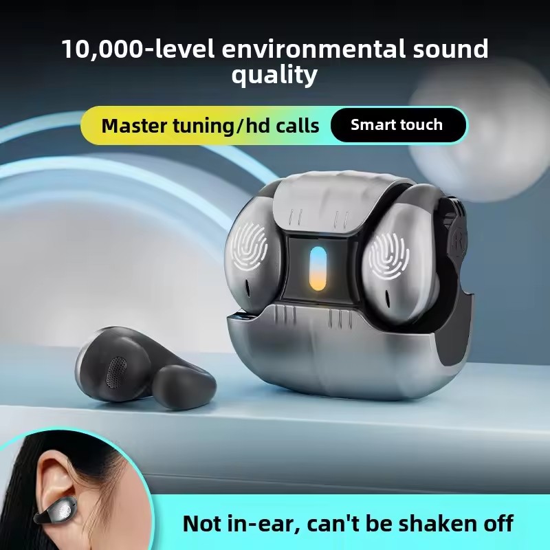 Type-C Bone Conduction Open Ear Clip Wireless Bluetooth5.3 Headphones LED Breathing Light Noise Canceling Earbuds for Music