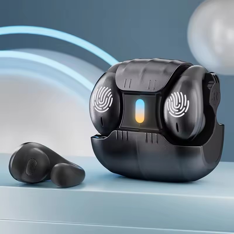 Type-C Bone Conduction Open Ear Clip Wireless Bluetooth5.3 Headphones LED Breathing Light Noise Canceling Earbuds for Music