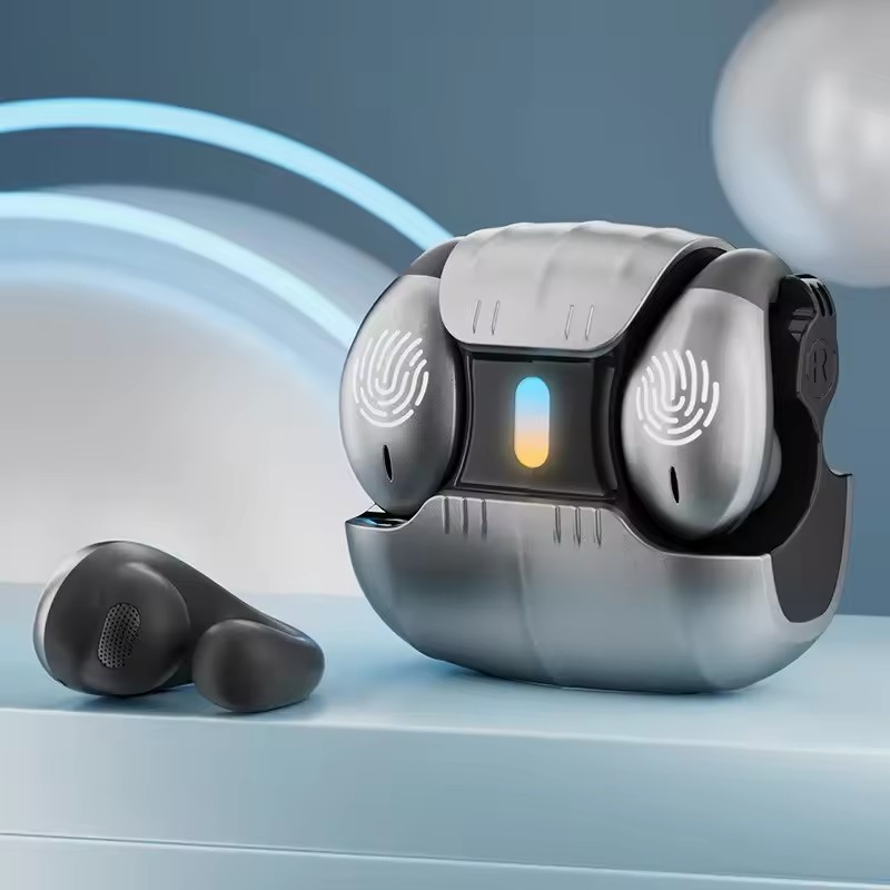 Type-C Bone Conduction Open Ear Clip Wireless Bluetooth5.3 Headphones LED Breathing Light Noise Canceling Earbuds for Music