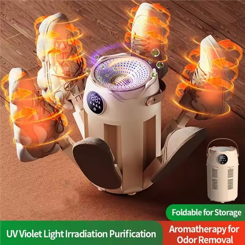 A98I-Portable Compact Electric Shoe Dryer Foldable Design Fast Drying Function With Timer Adjustable Temperature