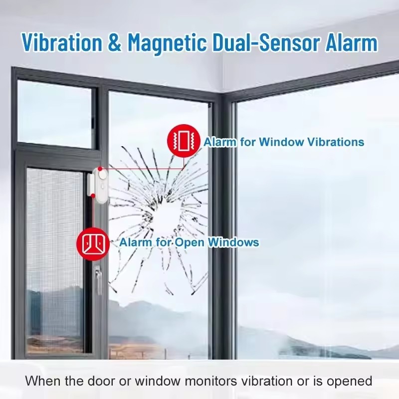 2-in-1 Door & Window Alarm – 120dB Vibration & Open Sensor with Remote Control
