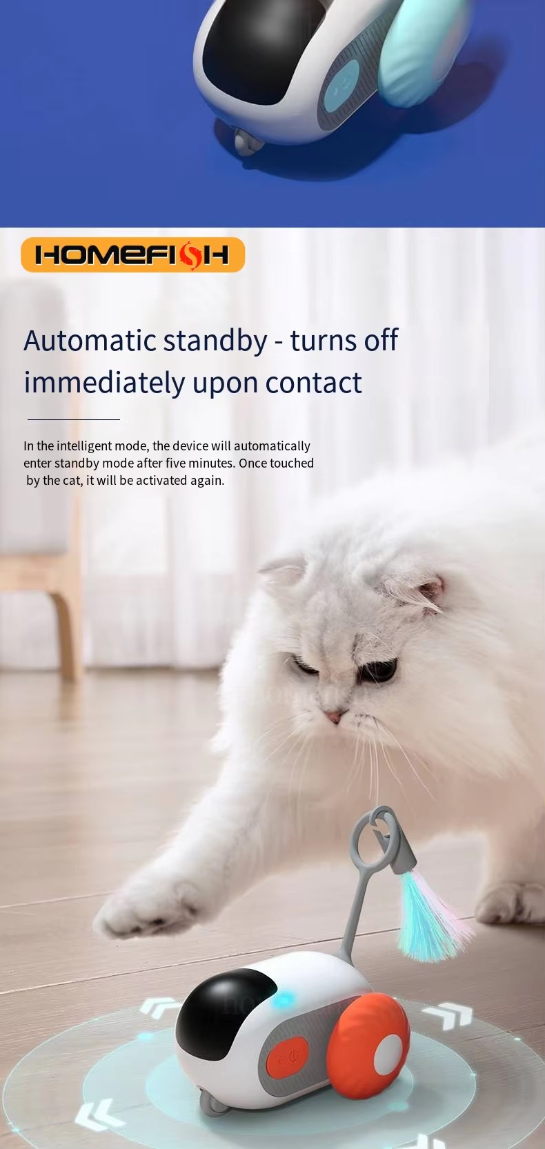 Smart Interactive Cat & Dog Toy – 2-Mode Automatic Moving Toy Car with Remote Control
