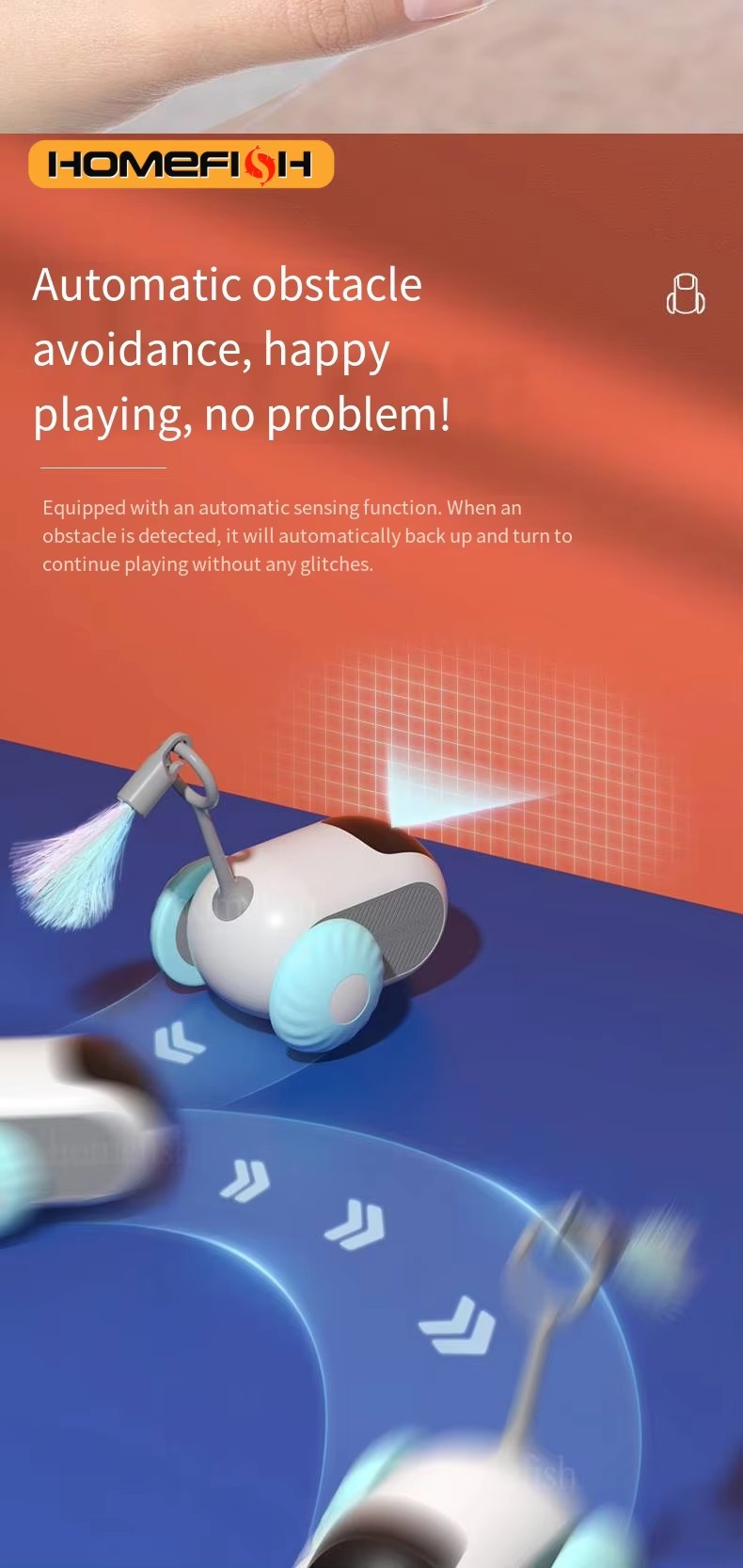 Smart Interactive Cat & Dog Toy – 2-Mode Automatic Moving Toy Car with Remote Control