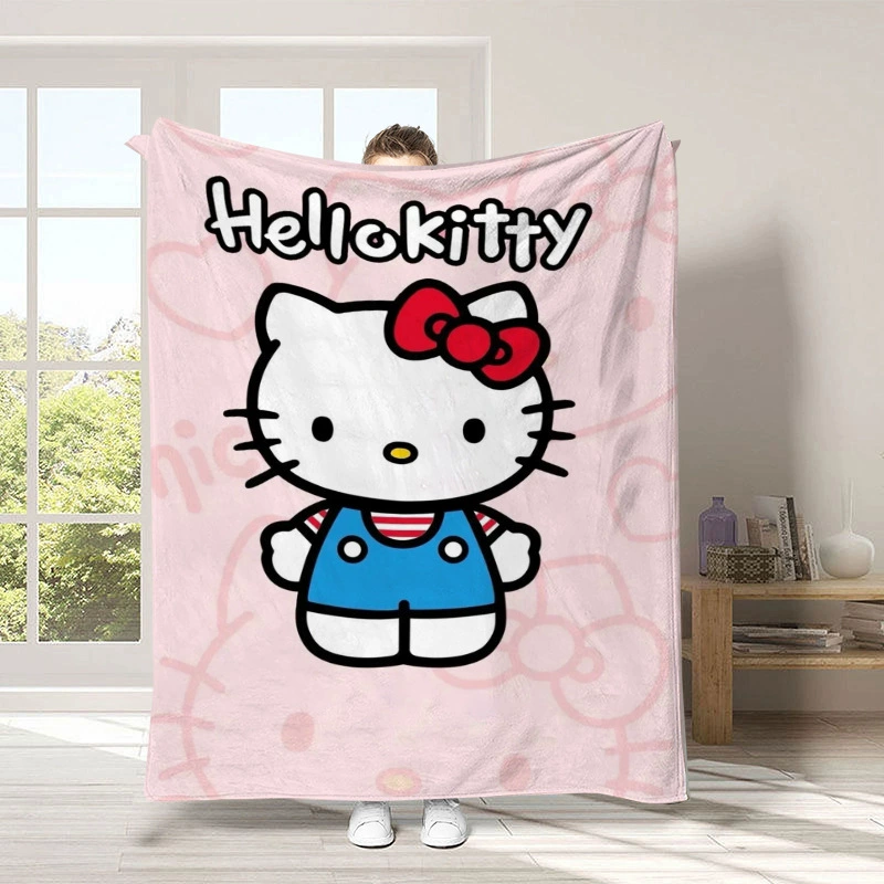 "Kawaii Hellos Cat Nap Blanket Sofa Winter Fluffy Soft Blankets for Bed Home Bedroom Decoration Bedspread the Throw Warm Knee 150x200CM "